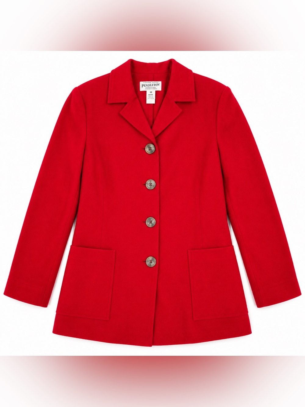Pendleton Red Wool Blend Blazer Women M Made in USA Button Front Career Classic - Picture 1 of 6